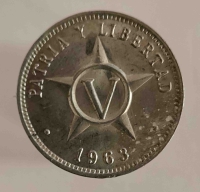 5 сентаво 1963г. Куба.Звезда. Герб , состояние UNC - Мир монет