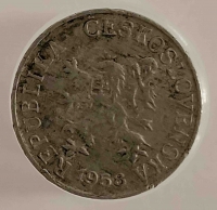 1 геллер 1958 г. Чехословакия , состояние XF - Мир монет