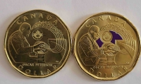 1 доллар 2022г. Канада. Оскар Петерсон, комплект из 2х монет, простая и цветная, состояние UNC - Мир монет