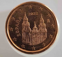 1 евроцент 2022г. Испания, состояние UNC - Мир монет