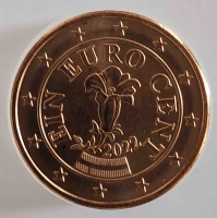 1 евроцент 2022г. Австрия, состояние UNC - Мир монет