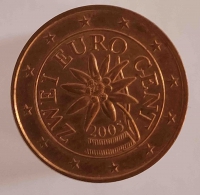 2 евроцента  2005г. Австрия, состояние VF - Мир монет