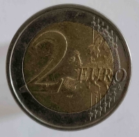 2 евро 2008г. Кипр, регулярный чекан . состояние VF  - Мир монет