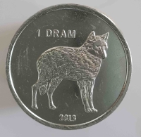 1 драм 2013г. Нагорный Карабах. Волк, состояние UNC - Мир монет
