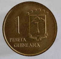1 песета 1969г. Экваториальная Гвинея. Бивни. Герб, состояние UNC - Мир монет