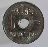 1 цент1943г. Французский Индокитай. Колосья, состояние  UNC - Мир монет