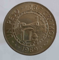 1 песо 1969г. Доминиканская Республика. 125 лет Независимости, состояние AU - Мир монет