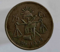  25 сентаво 1952 г . Мексика, состояние XF - Мир монет