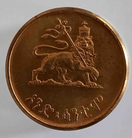1 цент 1944г. Эфиопия. Хайле Селассие. Коронованный лев, состояние UNC - Мир монет