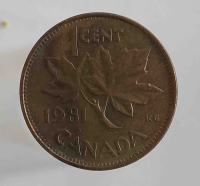 1 цент 1981г. Канада, состояние VF - Мир монет