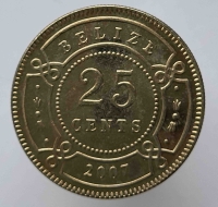 25 центов 2007г. Белиз, Елизавета II, состояние UNC - Мир монет