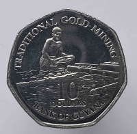 10 долларов 2011г. Гайана, Добыча золота, состояние  UNC - Мир монет