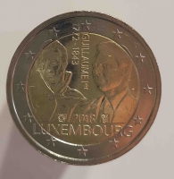 2 евро 2018г. Люксембург.  175 лет со дня смерти Гийома, состояние UNC - Мир монет