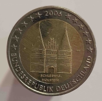 2 евро 2006г. Германия. Шлезвиг-Гольштейн, состояние UNC - Мир монет