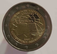 2 евро 2007г. Германия. 50 лет подписания Римского договора, из ролла. - Мир монет