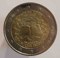 2 евро 2007г. Франция. Римский договор, состояние UNC - Мир монет