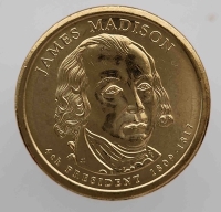 1 доллар 2007г. США.  D.  Джеймс  Мэдисон(1809-1817), 4-й президент, состояние UNC - Мир монет
