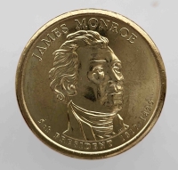 1 доллар 2008г. США.   D. Джеймс Монро(1817-1825), 5-й президент,  состояние UNC. - Мир монет
