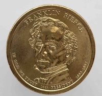 1 доллар 2010г. США.   D. Франклин Пирс(1853-1857), 14-й президент,  состояние UNC. - Мир монет