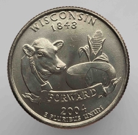 25 центов 2004г. США. Р и D. Висконсин, состояние UNC.  - Мир монет