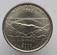 25 центов 2005г. США. Р и D. Западная Виргиния, состояние UNC.  - Мир монет
