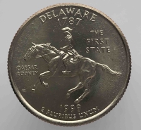 25 центов 1999г. США.  Р и D. Делавер, состояние UNC.  - Мир монет