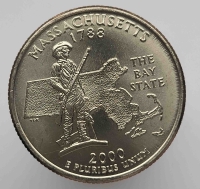 25 центов 2000г. США. Р и D. Массачусетс, состояние UNC.  - Мир монет