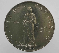  50 лир  1964 г. Ватикан. Фигура Надежды с якорем,состояние UNC. - Мир монет
