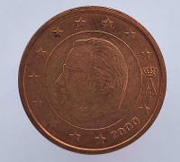 2 евроцента 2000г. Бельгия, состояние AU - Мир монет