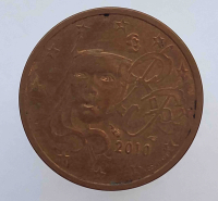 2 евроцента  2010 г. Франция, состояние XF+ - Мир монет