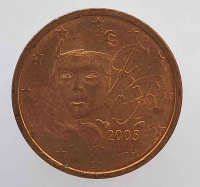 2 евроцента  2005 г. Франция, состояние XF - Мир монет
