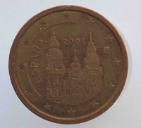 2 евроцента  2001г. Испания, из обращения. - Мир монет
