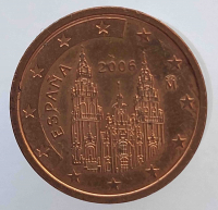 2 евроцента  2006г. Испания, состояние XF+. - Мир монет