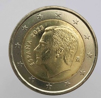 2 евро 2023 г Испания .  регулярный чекан,  из ролла. - Мир монет