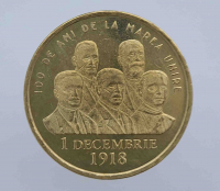 50 бани 2018г.  Румыния, 100 лет Великому союзу, из ролла  - Мир монет