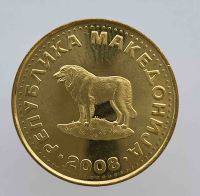 1 динар 2008г. Македония, состояние UNC - Мир монет