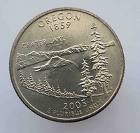 25 центов 2005г. США. Р и D Орегон, состояние UNC,  - Мир монет