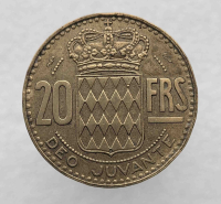 20 франков 1950 г. Монако. Князь Ренье III , состояние XF+ - Мир монет