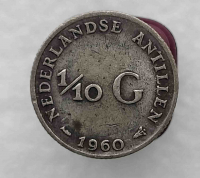 1/10 гульдена  1954-1970г.г. Нидерландские Антиллы, серебро, из обращения. - Мир монет