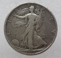 50 центов 1918 г США "Шагающая Свобода" Серебро 900 пробы вес 12,5гр - Мир монет