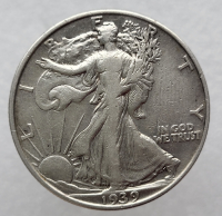 50 центов 1939 г США "Шагающая Свобода" Серебро 900 пробы вес 12,5гр - Мир монет