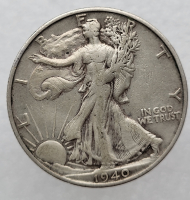50 центов 1940 г США "Шагающая Свобода" Серебро 900 пробы вес 12,5гр - Мир монет