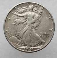 50 центов 1941 г США "Шагающая Свобода" Серебро 900 пробы вес 12,5гр - Мир монет