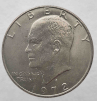 1 доллар 1972г. США.  Эйзенхауэр. Орел, никель, мешковая. - Мир монет
