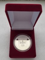 Футляр  (61х79х32мм) для одной монеты в капсуле, диаметр ячейки 46 мм-для серебряных 3 рубля в новых капсулах ,  светло-бордовый. - Мир монет