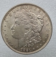 США. 1 доллар 1921г. США . Морган ,  серебро 0,900, вес 26,73 грамма, состояние мешковое. - Мир монет