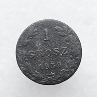 1 грош 1839г.  MW.  Для Польши. Николай I, медь, редкость. - Мир монет