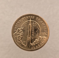 1 доллар 2024г. США.  D. Инновации США.  Ракета Cатурн V . Алабама , из ролла. - Мир монет