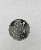 Латвия. 1 лат 2007г. Снеговик, UNC. - Мир монет