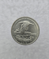 25 центов 2018г. США.  D . № 45. Национальное убежище дикой природы острова Блок. Рой-Айленд, состояние UNC.  - Мир монет
